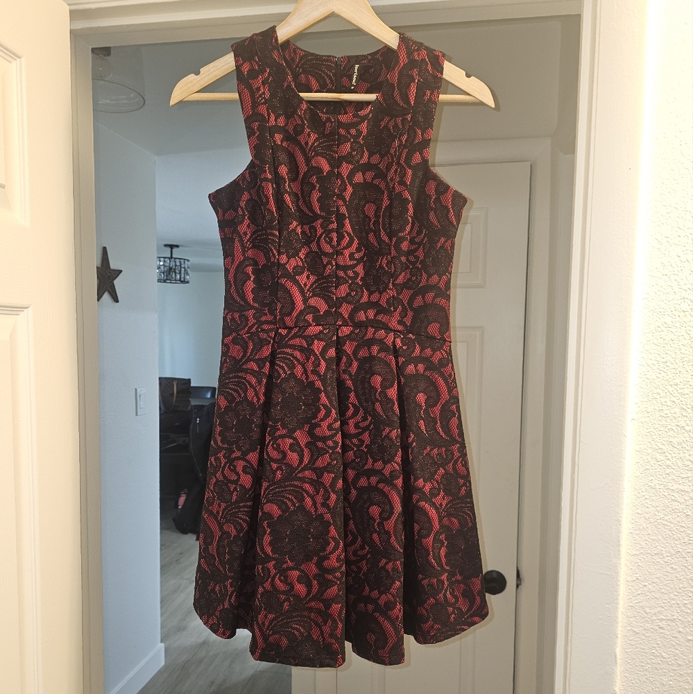Red and Black Lace Dress